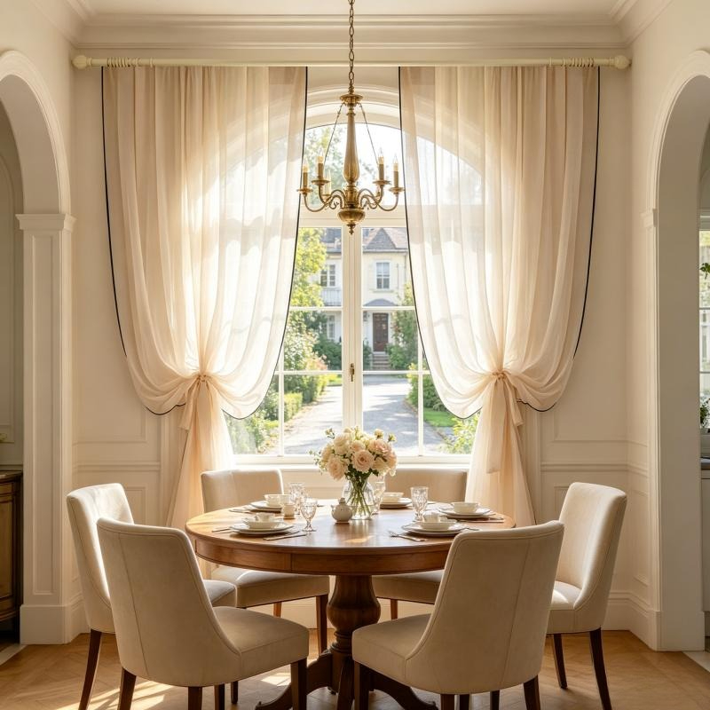 Home Fragrance Linen - Cortinas de Gasa con Borde Negro,