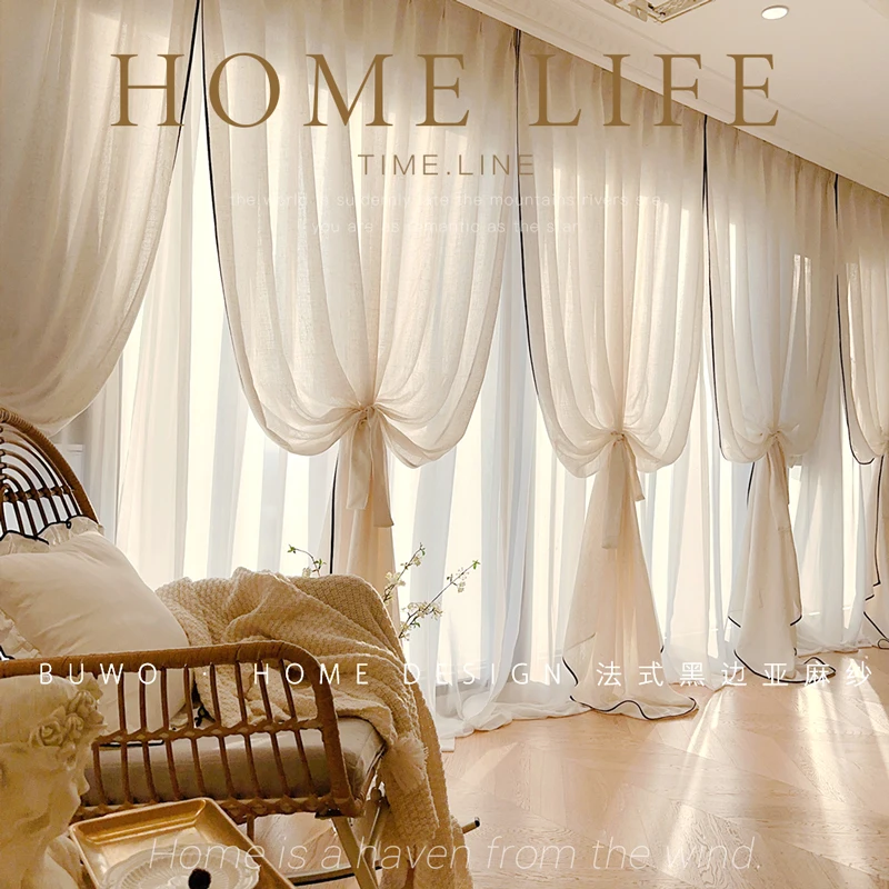 Cortinas de Gasa con Borde Neg - Home Fragrance Linen reseña y precio